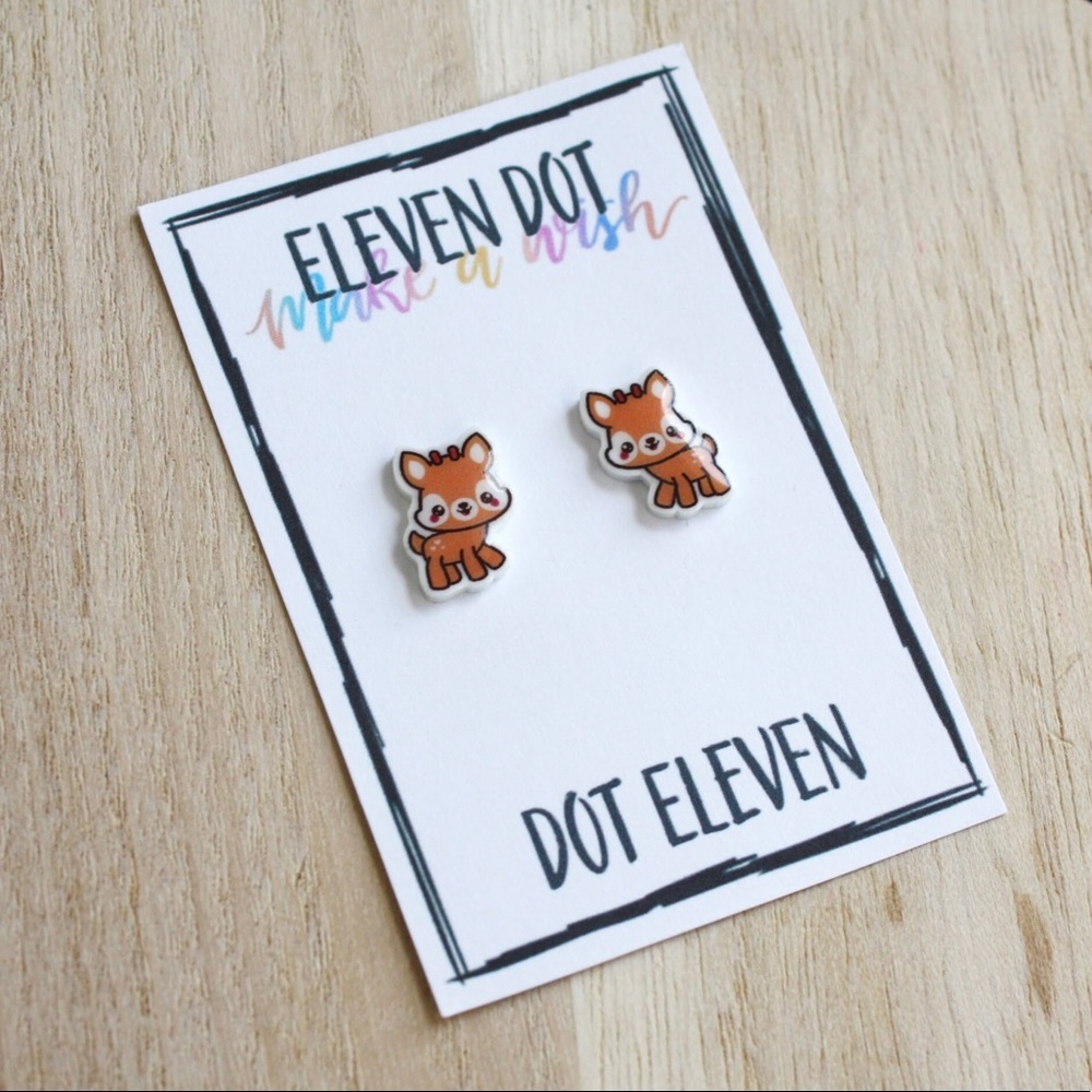 Kawaii Baby Woodland Deer Stud Post Earrings